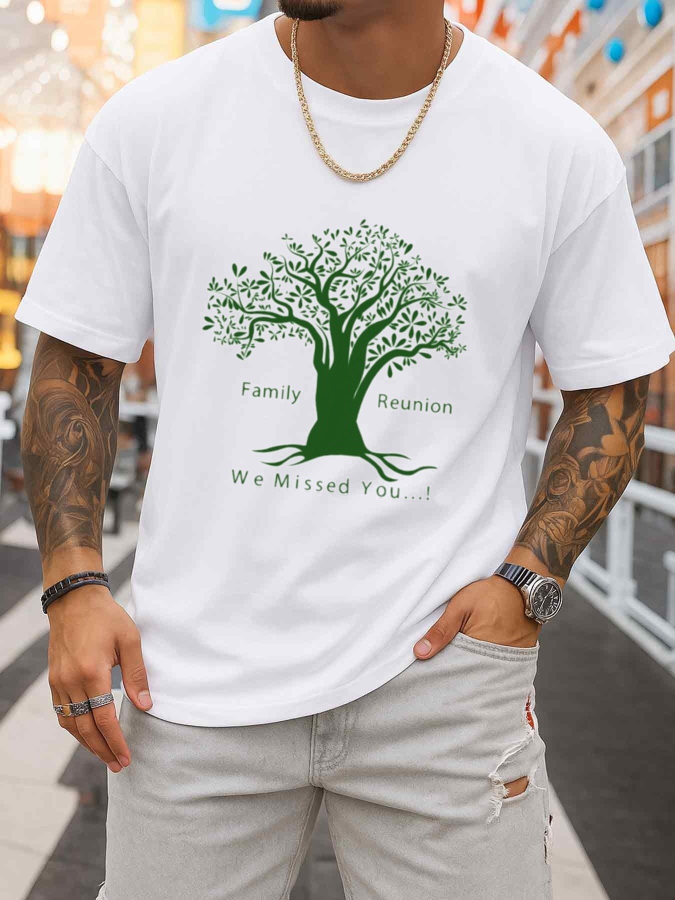 Family Tree Print - Camiseta con cuello redondo para hombre