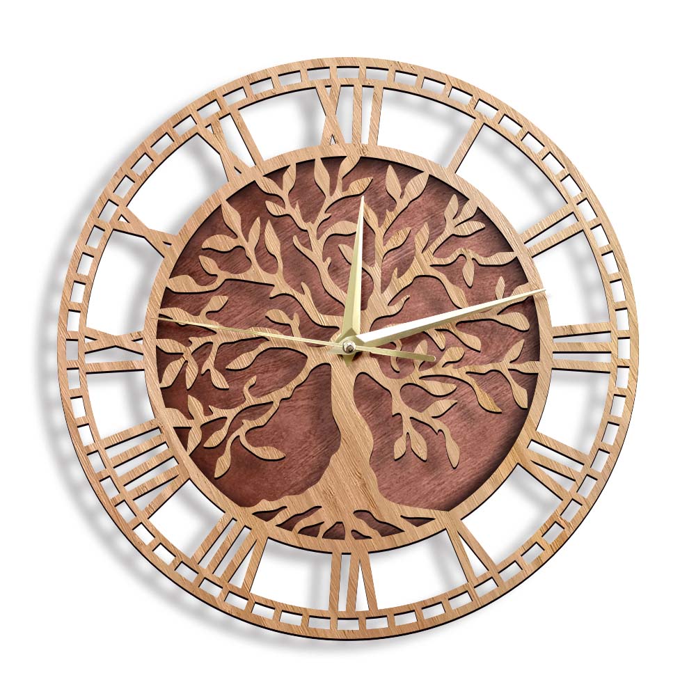 Family Tree Print - Reloj de pared de madera con