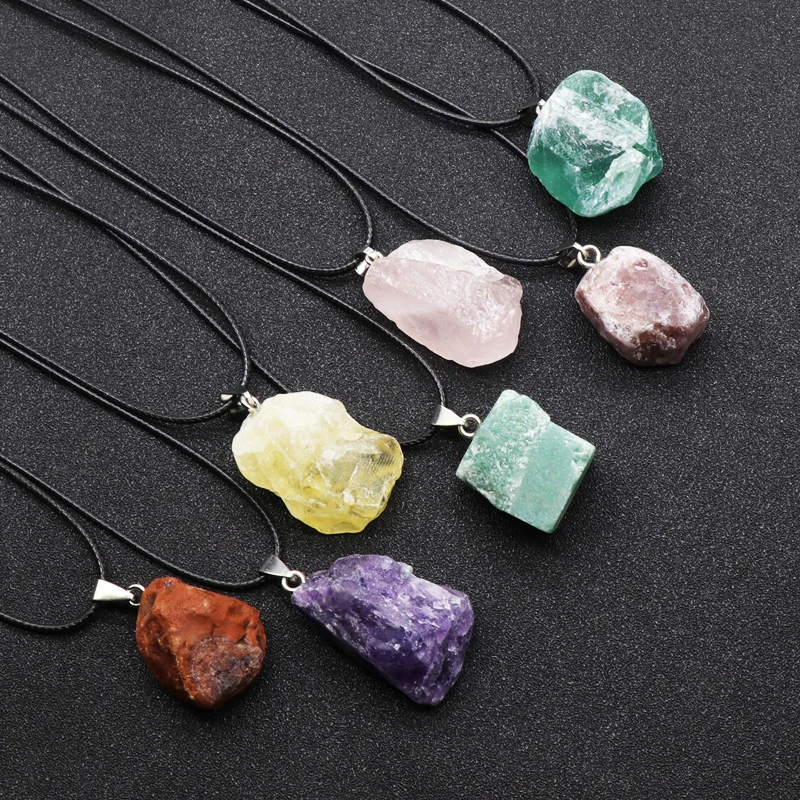 Colgante de piedra rugosa de a - Birth Flower Necklace reseña y precio