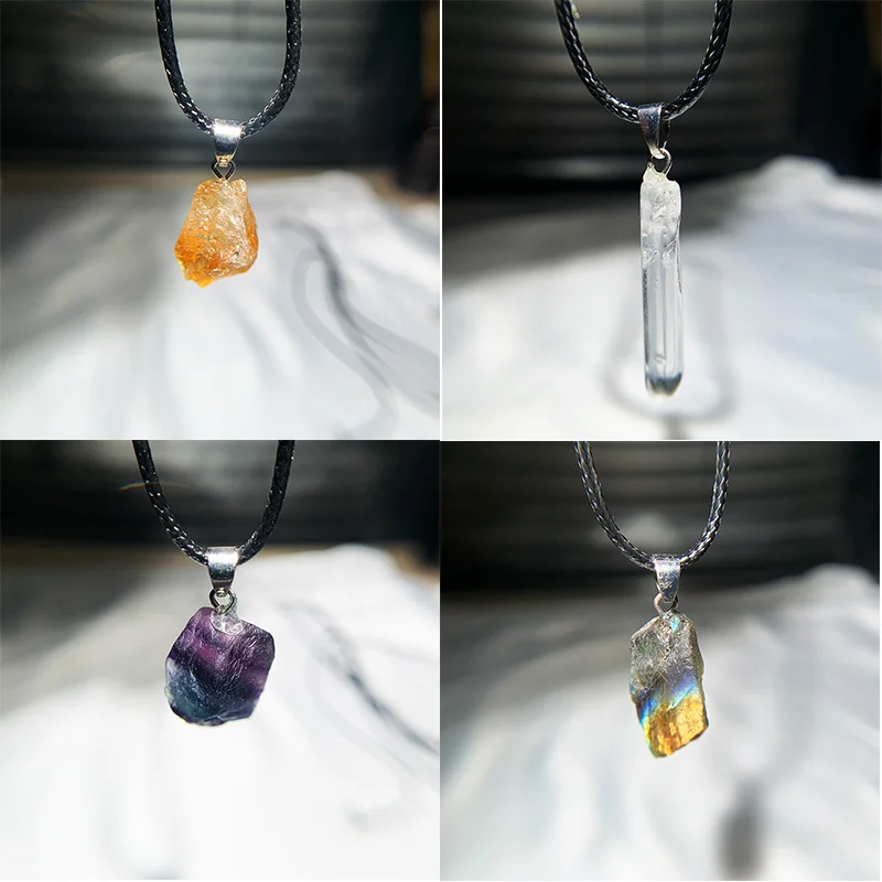 Colgante de piedra rugosa de a - Birth Flower Necklace reseña y precio
