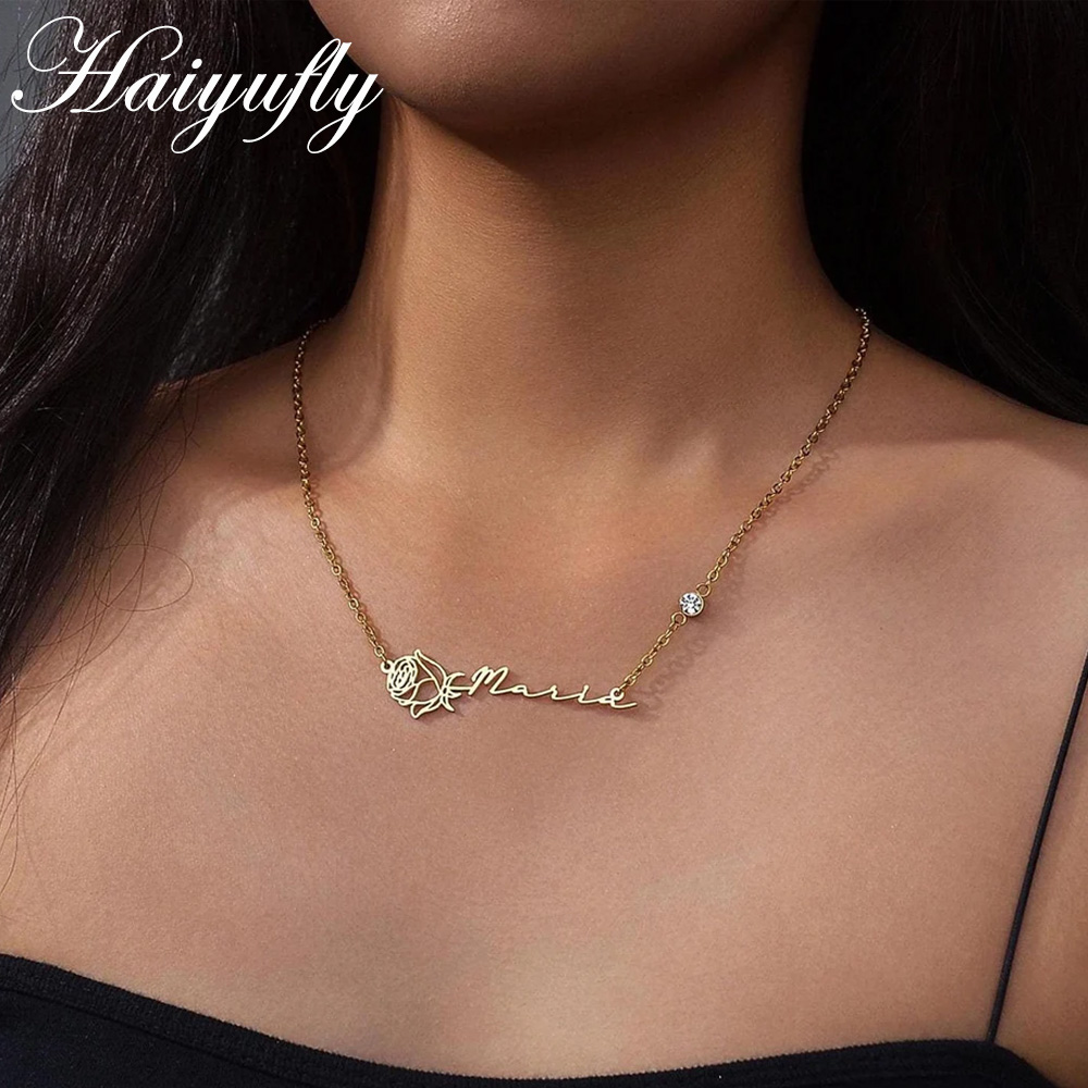 Haiyufly-collar con nombre per - Birth Flower Necklace reseña y precio